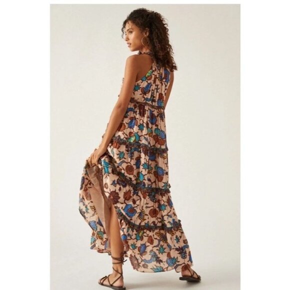 Love the Label Juliette Dress Size M Nude Floral Cotton Gauze Maxi Anthropologie - Picture 2 of 11